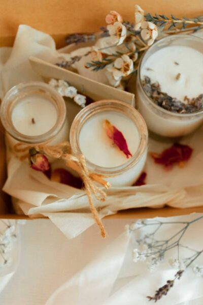 handmade candles in a box